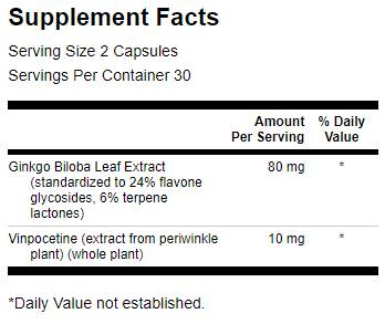 Ginkgo with Vinpocetine (Τυποποιημένο) 40 mg - 60 κάψουλες