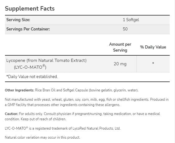 Λυκοπένιο 20 mg | LYC-O-MATO® - 50 κάψουλες gel