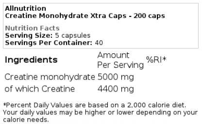 Creatine Monohydrate Xtra Caps 200 κάψουλες