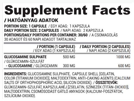 Sulfat de glucozamină 500 mg - 60 capsule