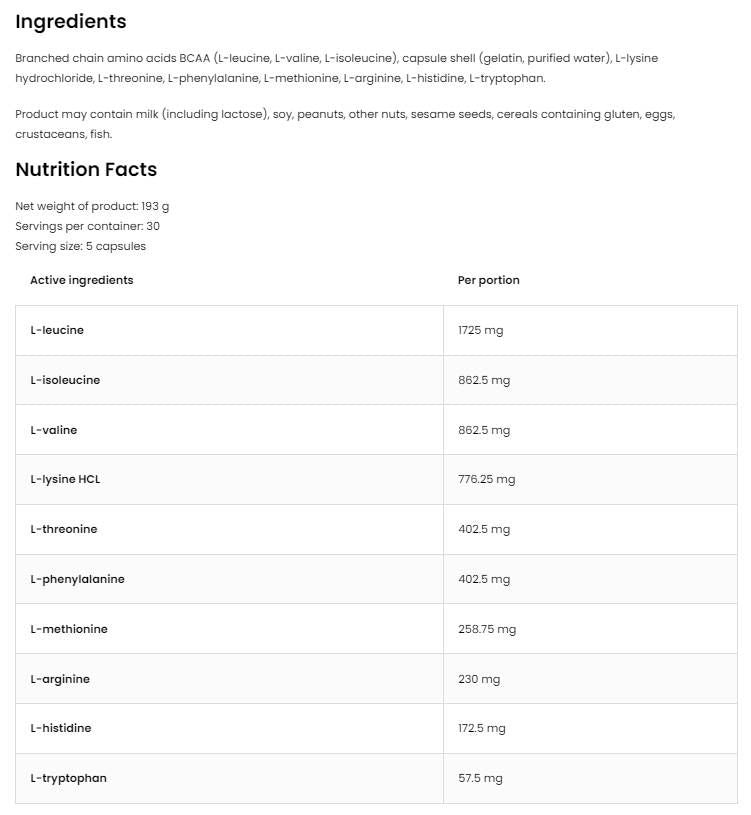 EAA 5750 / Essential Amino Acids - 150 капсули