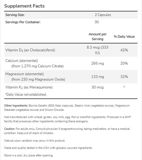 Cal-Mag DK | Calciu, Magneziu, Vitamina D3 + K2 - 180 capsule