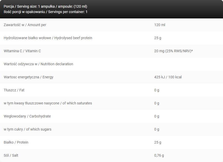 LevroHiPro Shot / 25 g of Hydrolyzed Beef Protein with Zero Sugar - 120 мл