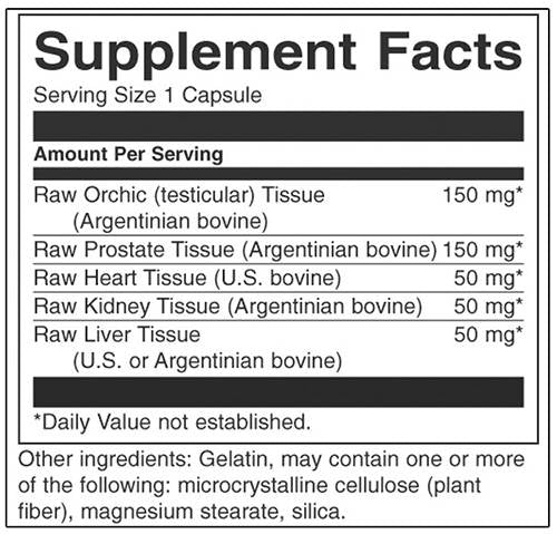 Raw Multi-Glandular For Men 450 mg 60 капсули