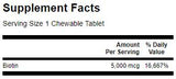 Biotină sublinguală 5000 mcg 60 tablete masticabile