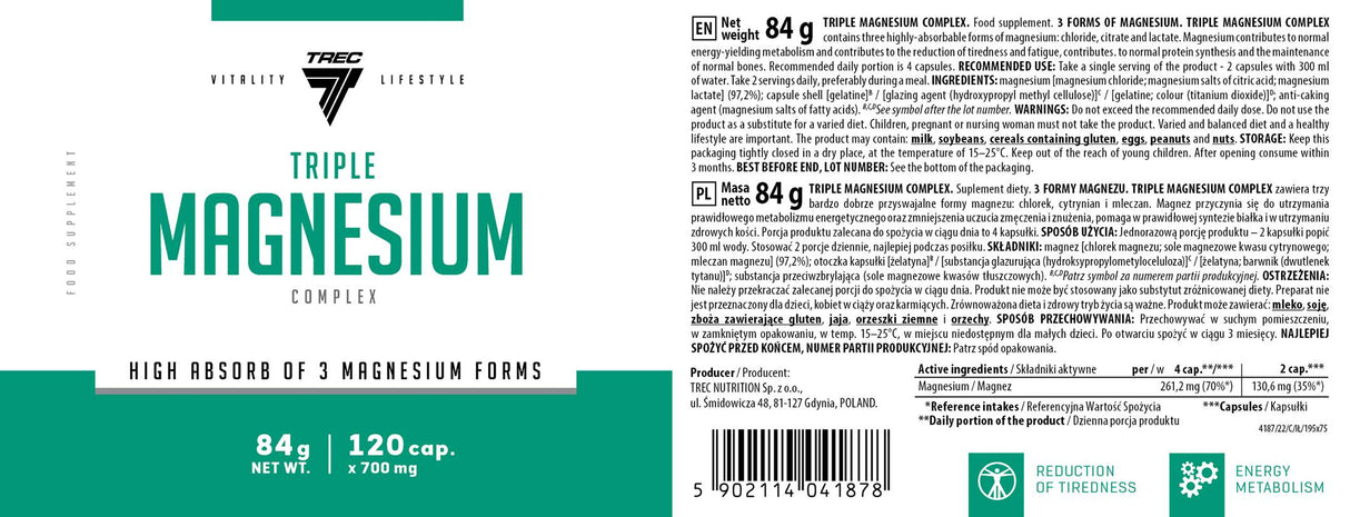 Triple Magnesium Complex - 120 κάψουλες