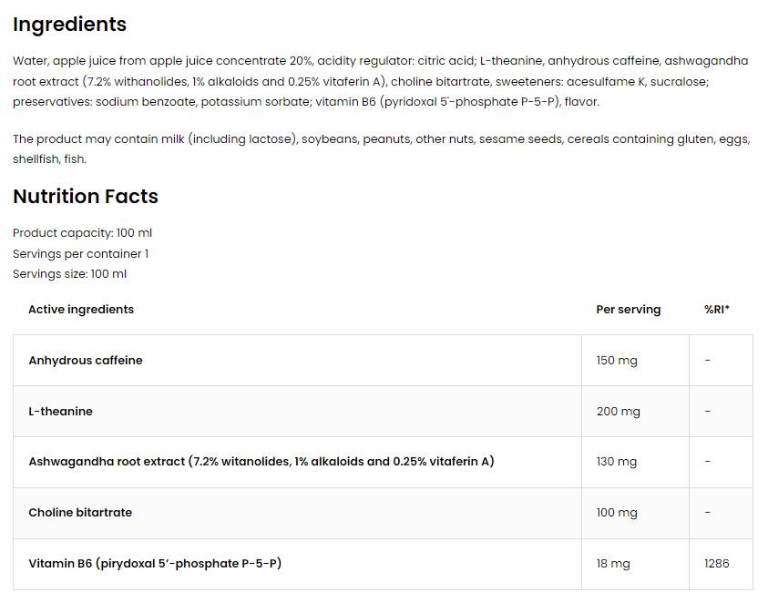 Braintus Focus Shot | Energy & Brain Support - 100 мл