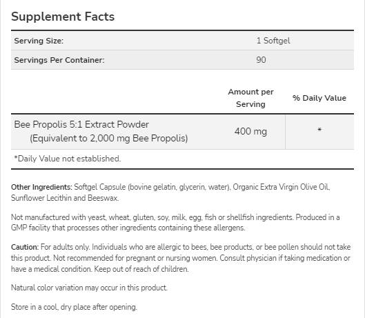 Εκχύλισμα Propolis 2000 5:1 - 90 κάψουλες Gel