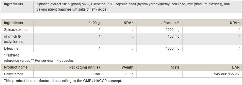 Ecdysterone - 120 капсули