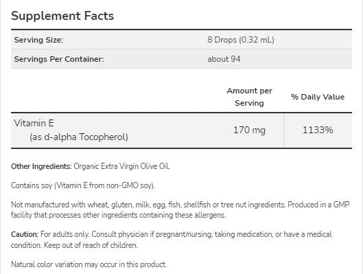 Vitamina E-ulei lichid | d-alfa tocoferol - 30 ml