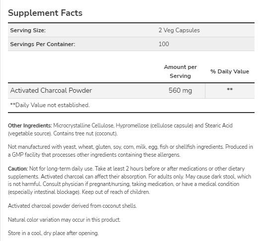 Cărbune activat 280 mg - 200 capsule