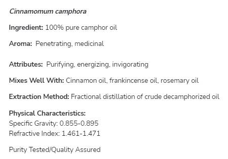 Ulei de camfor | Cinnamomum Camphora 100% pură - 30 ml