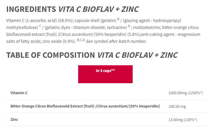 Vita C Bioflav + Ψευδάργυρος - 90 κάψουλες