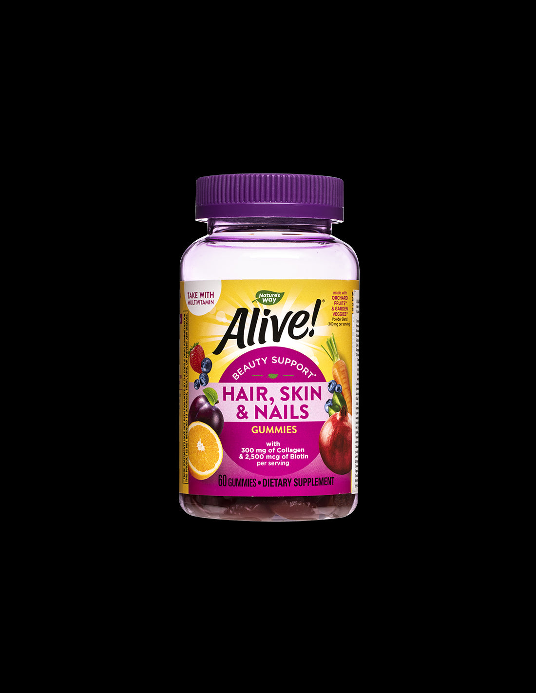 Alive! Hair, Skin & Nails Multivitamin Gummy Premium Formula / Алайв! Коса, кожа и нокти - премиум формула, 60 желирани таблетки Nature’s Way