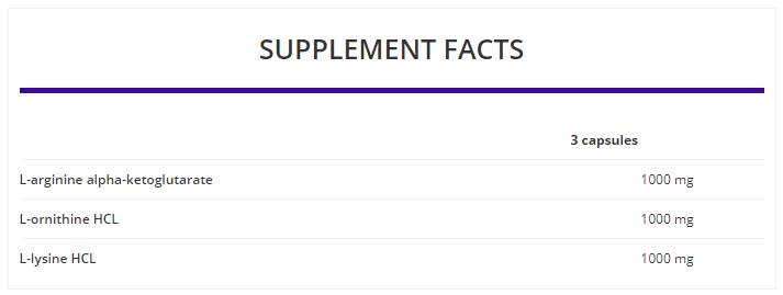 AOL 3000 mg / Arginine Ornithine Lysine - 120 капсули