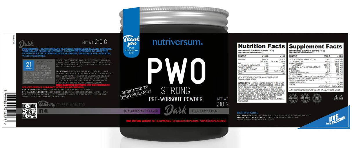 PWO Strong | Pre-Workout - 210 грама