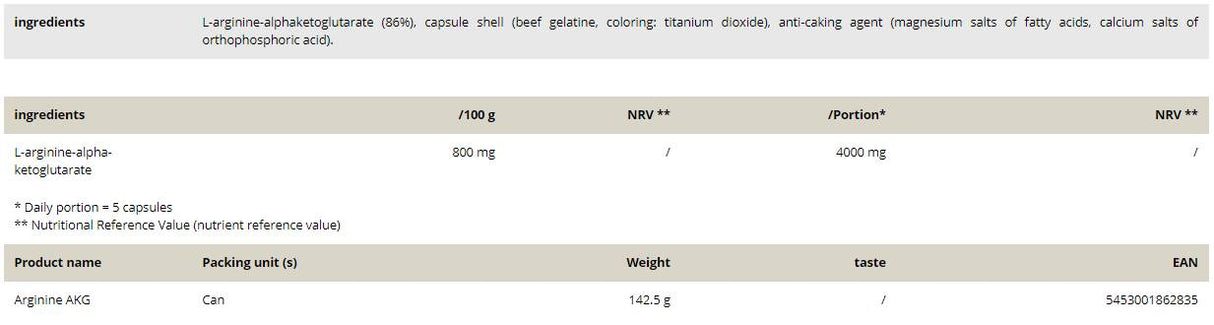 Arginine AKG / AAKG - 150 капсули