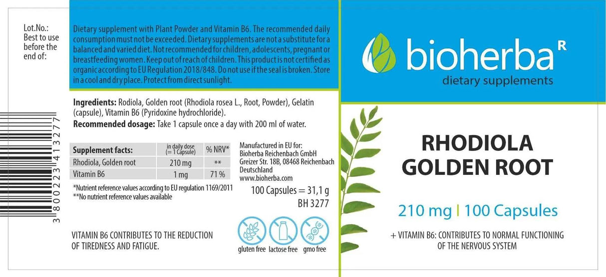 Rhodiola Golden Root 210 mg - 100 капсули