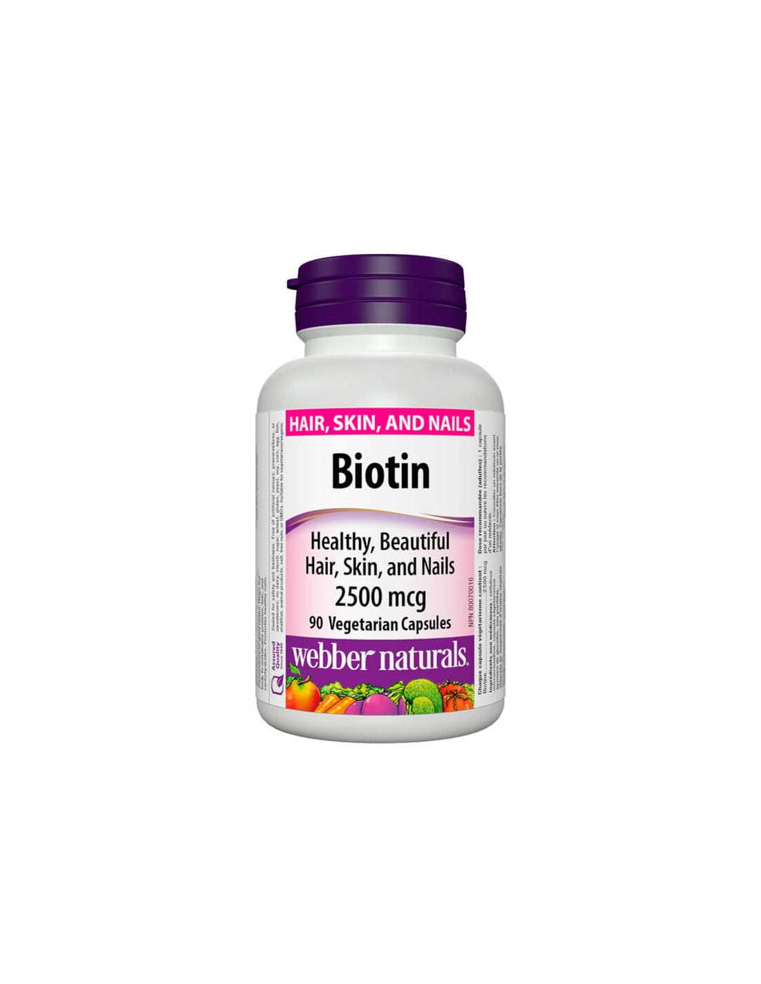 Biotină/Biotină, 2500 µg, 90 capsule Webber Naturals