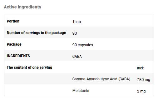 Gaba 750 mg | with Melatonin 1 mg - 90 капсули