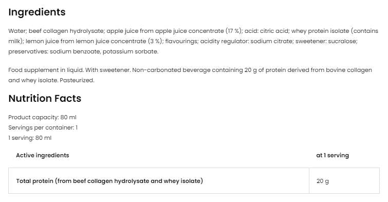 Protein Shot | Whey Isolate + Beef Hydrolysate Matrix - 20 x 80 мл