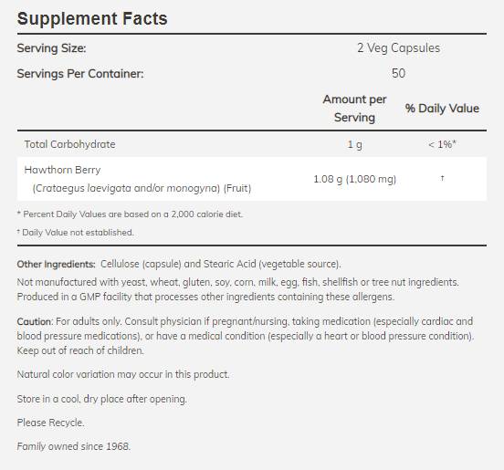 Hawthorn Berry 540 mg - 100 капсули