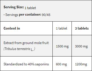 Tribulus Terrestris 1500 / Μέγιστη αντοχή 90 δισκία