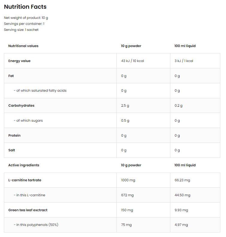 Aqua Kick / Advanced Hydration with L-Carnitine & Green Tea - 10 грама