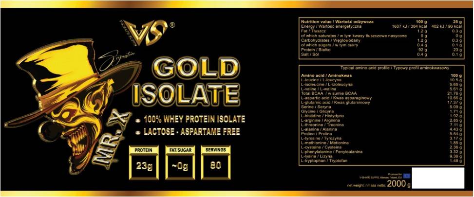 Mr. X Gold Isolate | Whey Protein Isolate - 2000 грама