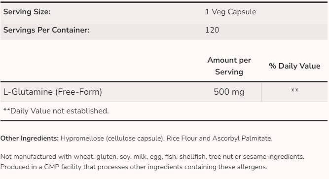 L-Glutamine 500 mg - 120 капсули