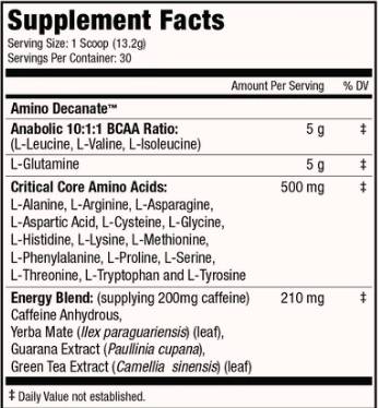 Ενέργεια Decanate Amino | με Προστιθέμενη Καφεΐνη - 360 γραμμάρια