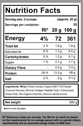 Diet Keto Shake | με MCT, κολλαγόνο &amp; WPI - 500 γραμμάρια