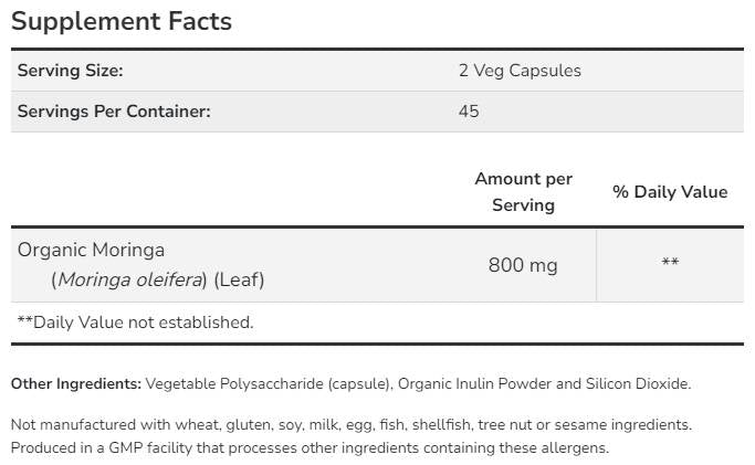 Moringa Leaf 400 mg - 90 κάψουλες