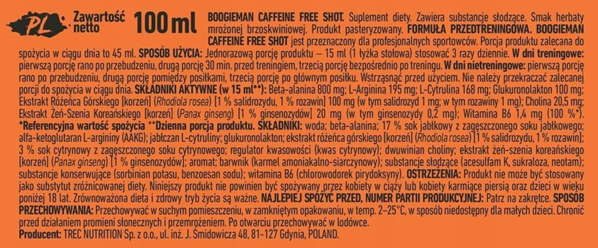 Boogieman Shot | Προ-προπόνηση χωρίς καφεΐνη - 100 ml