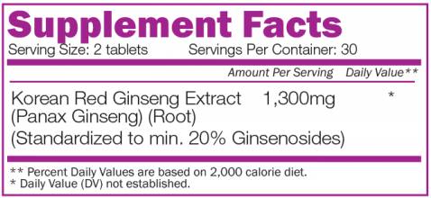 Korean Ginseng 1300 mg - 60 Таблетки