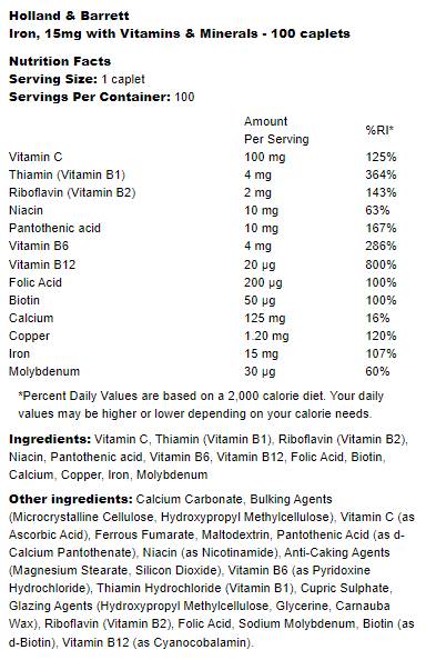 Iron 15 mg | With Vitamins &amp; Minerals 100 капсули