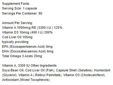 Vitamin A 3300 IU - 90 Гел капсули