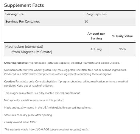 Magnesium Citrate 400 mg - 120 капсули