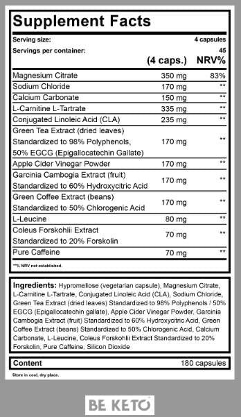 Keto Burn + Cofeina - 180 capsule