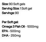 Omega 3 High Strength | 500 mg EPA &amp; 250 mg DHA 90 Гел капсули