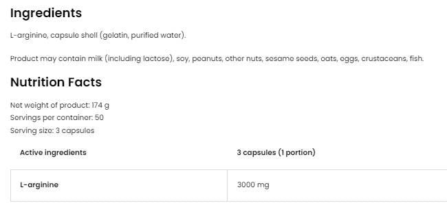 Arginine 3000 / L-Arginine Caps - 300 капсули