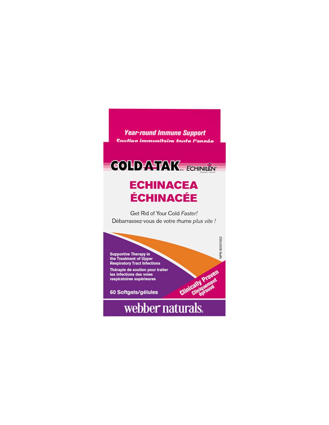 Cold-A-Tak® Ehinacea – Ехинацея, 250 mg – При настинка и грип, 60 софтгел капсули