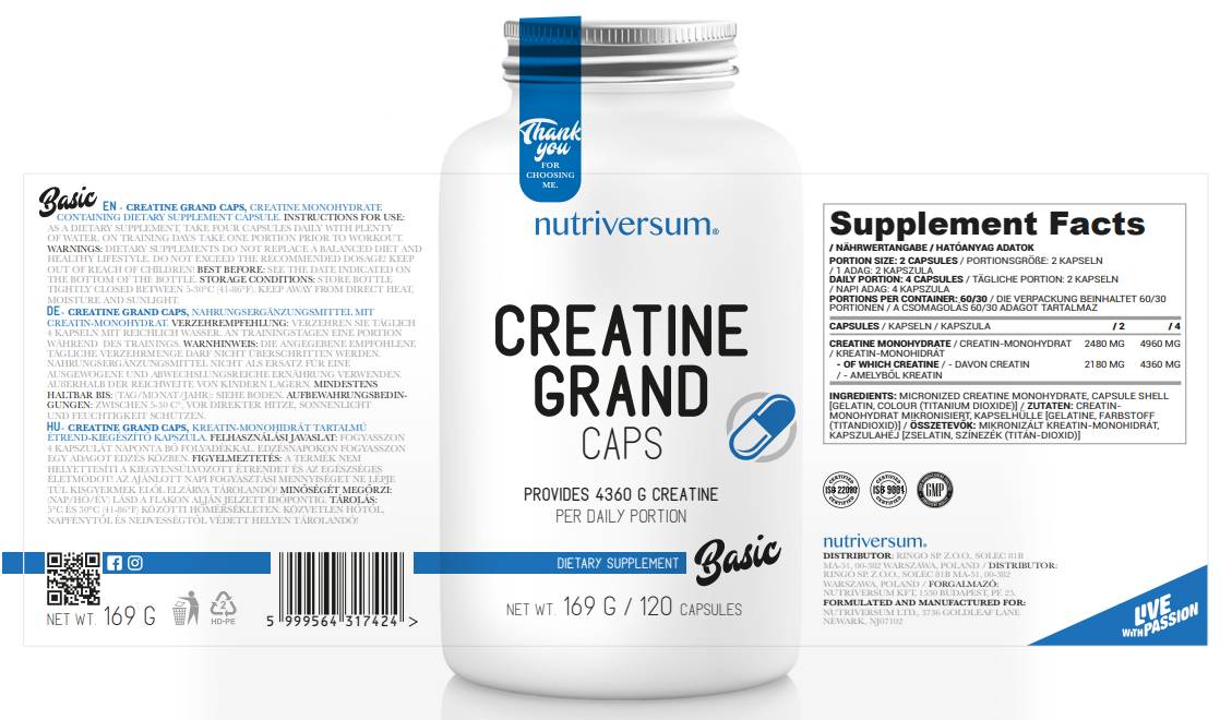 Creatine Grand Caps | Creatina monohidrat 120 capsule