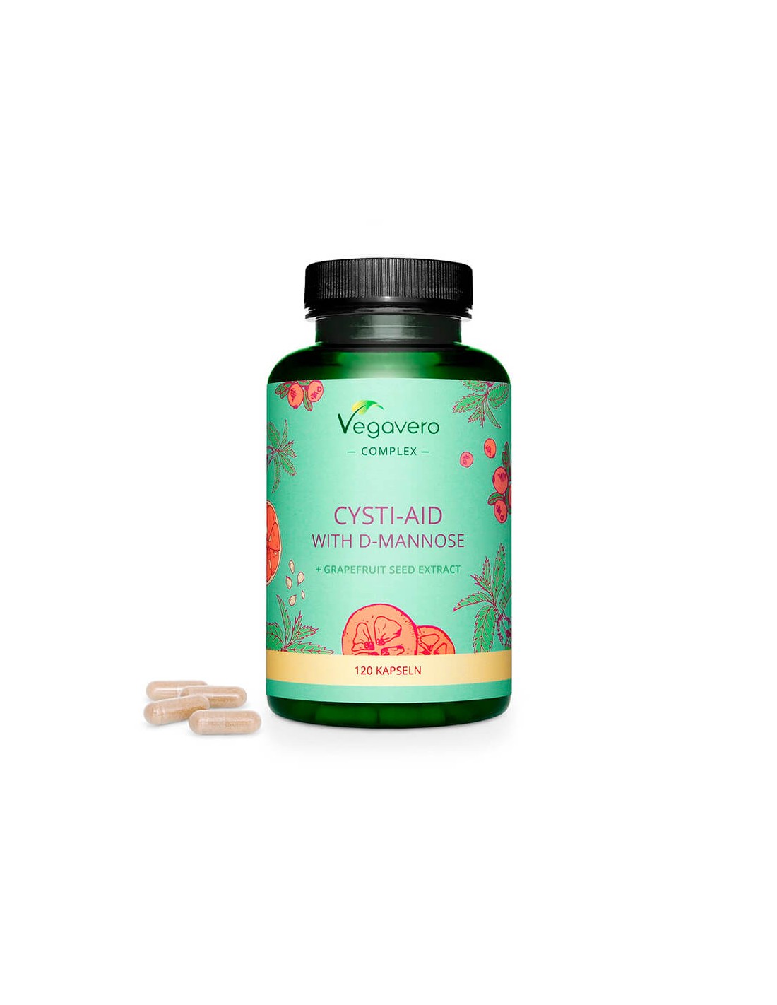 Cysti-Aid with D-Mannose + Grapefruit Seed Extract - Формула с D-маноза и екстракт от семена на грейпфрут,120 капсули Vegavero