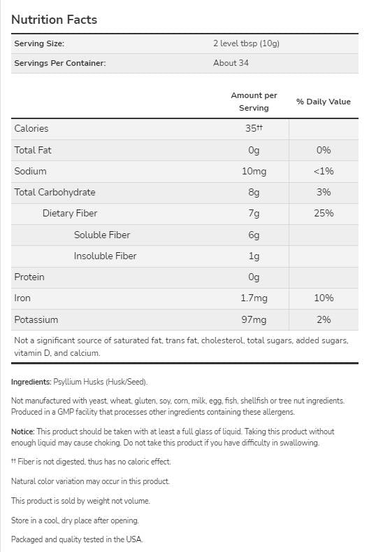 Pulbere de coji întregi de psyllium - 340 de grame