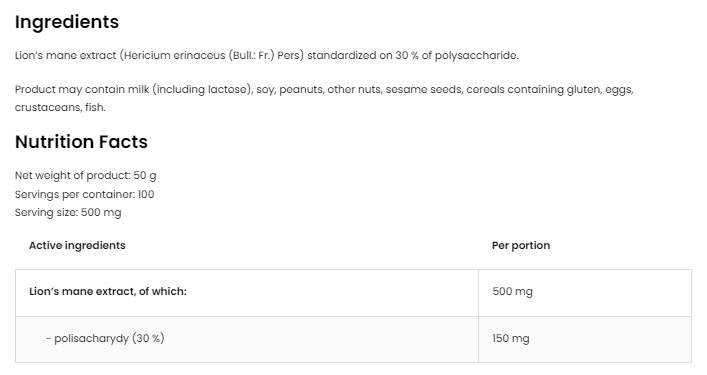 Lion's Mane Powder 50 γρ