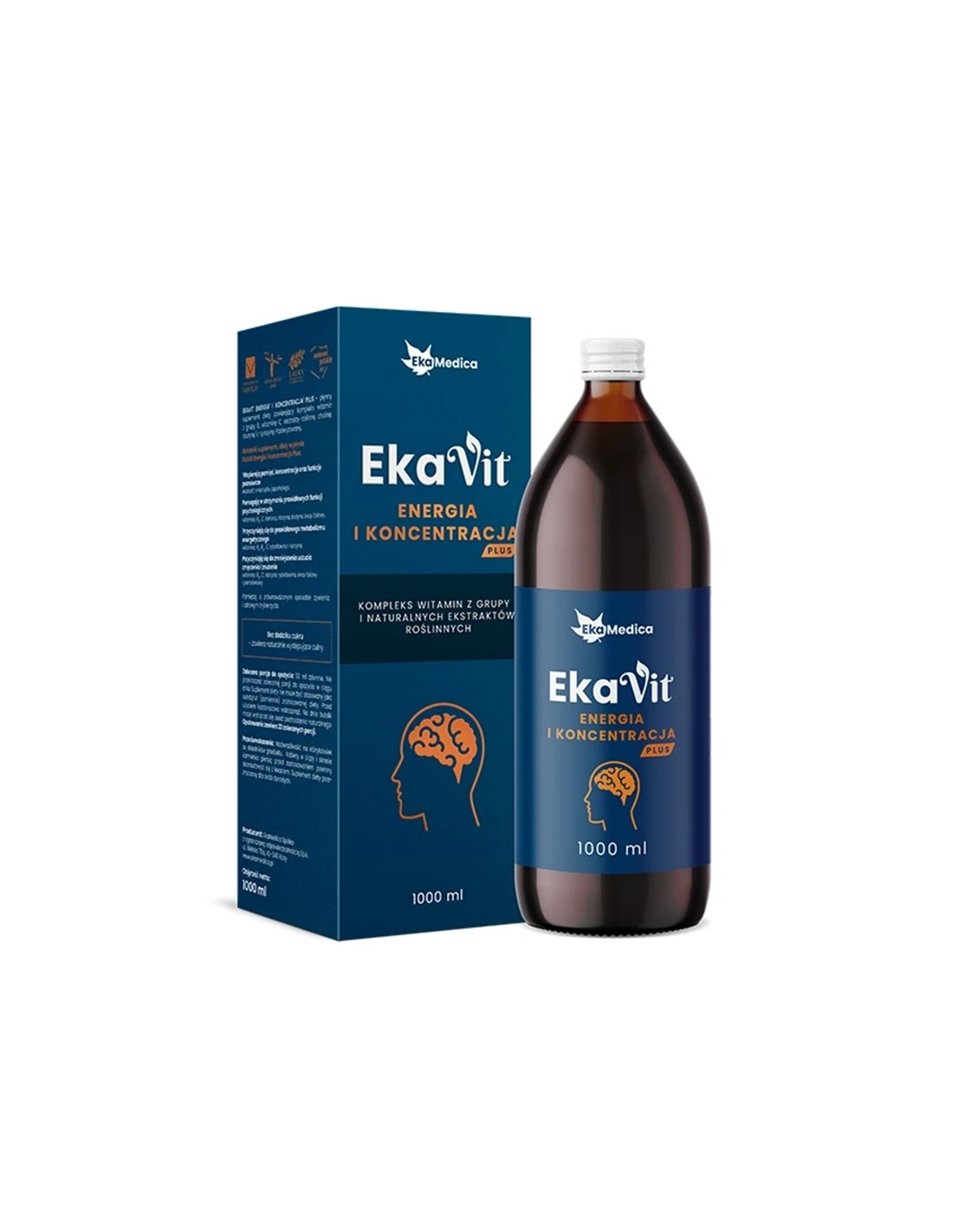 Vitamina lichida cu extracte din plante pentru energie si concentrare - EkaVit, 1 litru, 20 doze