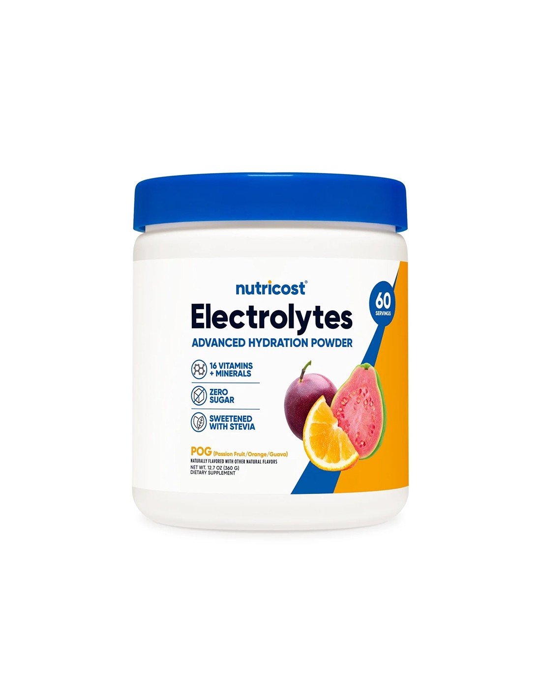 Echilibrul electrolitic - Electrolytes Advanced Hydration, 360 g pudră, fructul pasiunii, aromă de portocale și guava