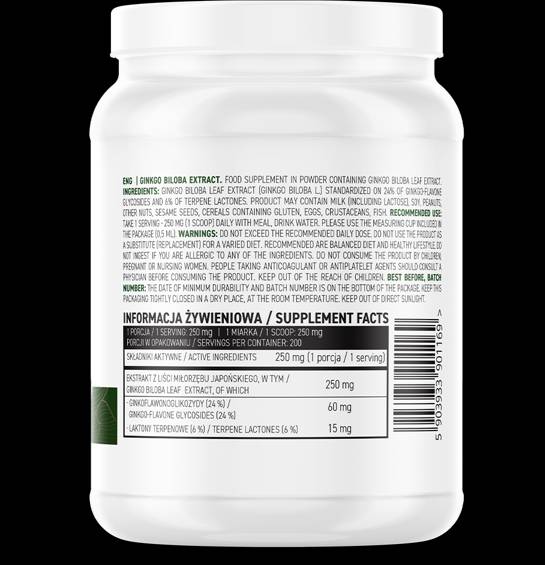 Pudră de extract de Ginkgo Biloba 50 de grame