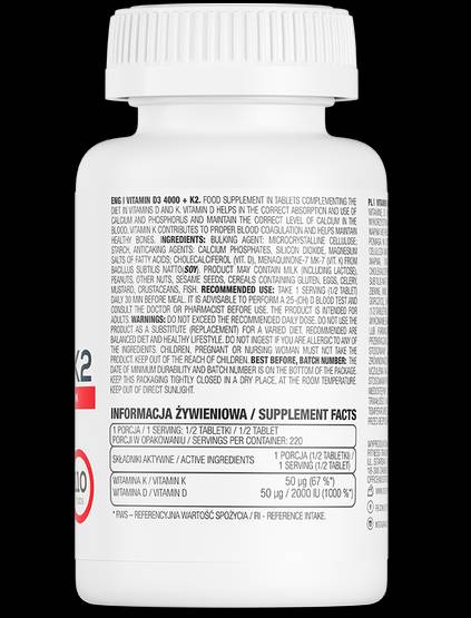 Vitamina D3 4000 + K2 100 mcg / Ediție Limitată 110 Tablete